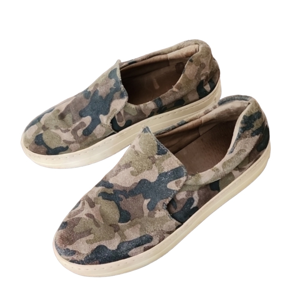J/SLIDES NYC Harry Camo Suede Platform Sneakers 7 Slip On Washed Out Lived In - Picture 7 of 16